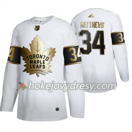 Pánské Hokejový Dres Toronto Maple Leafs Auston Matthews 34 Adidas 2019-2020 Golden Edition Bílá Authentic